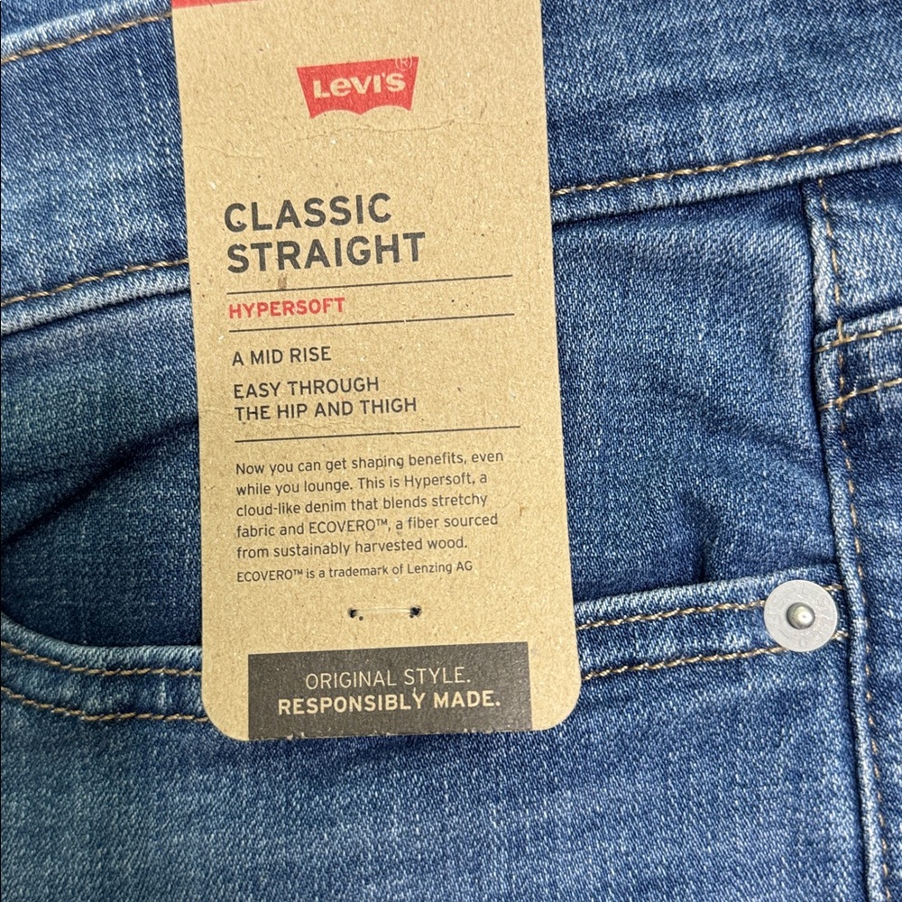 Levi's Women's Classic Straight Mid Rise Medium Wash Jeans. Size 24W. New - Picture 2 of 7